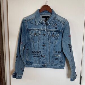 Forever 21 Blue Graphic Jean Jacket